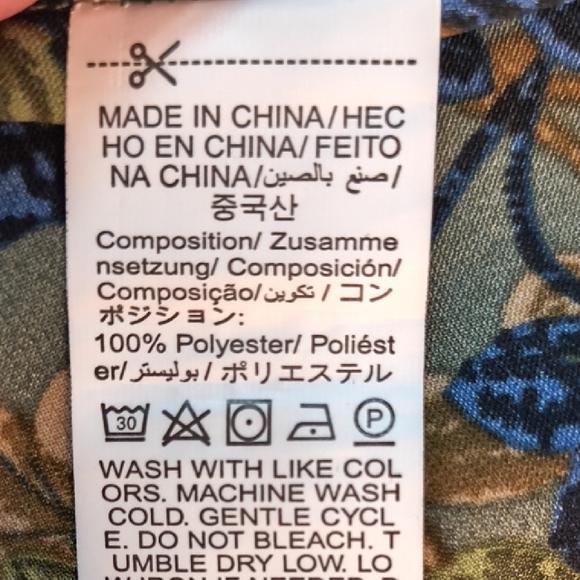 Shein Women's Green/Blue Floral Long Sleeve Elastic Waist Dress Size 4 - Picture 8 of 12